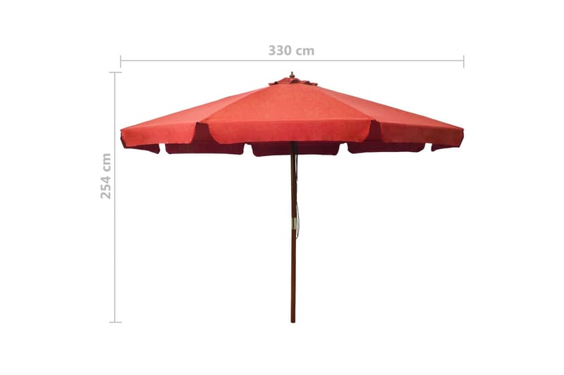Trädgårdsparasoll med trästång 330 cm terrakotta - Brun - Utemöbler - Solskydd - Parasoll