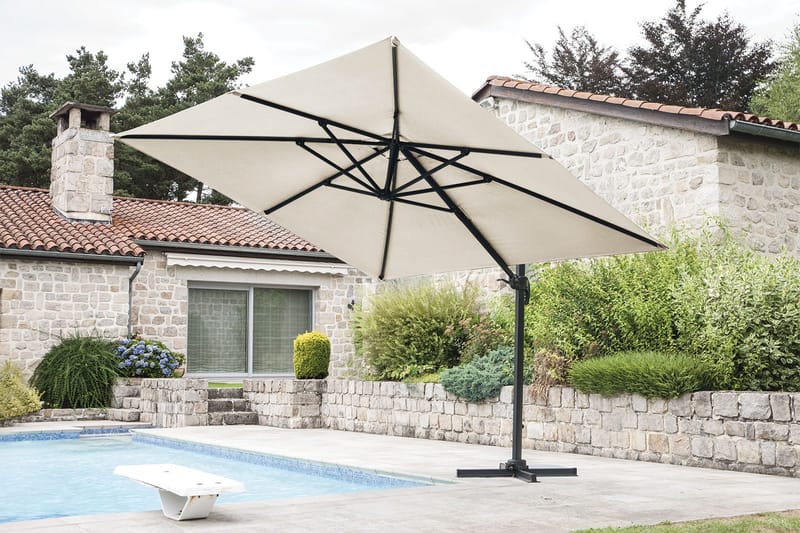 Uteparasoll Miami fristående 3x3 m - sand - Utemöbler - Solskydd - Parasoll - Hängparasoll