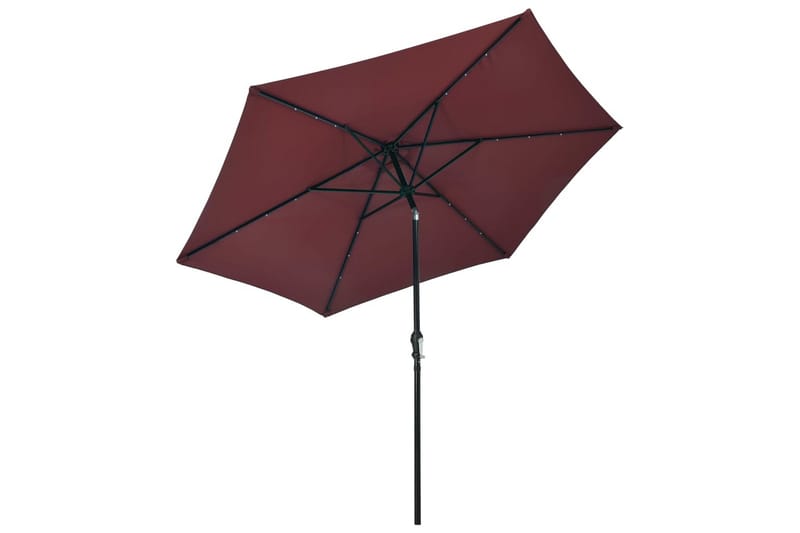Utomhusparasoll med LED-lampor och stålstolpe 300 cm vinröd - Röd - Utemöbler - Solskydd - Parasoll