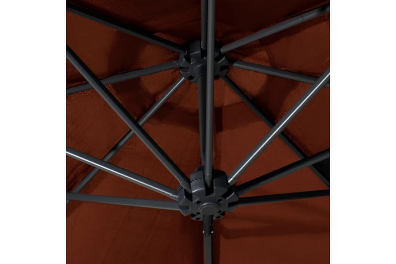 Väggmonterat parasoll med metallstång 300 cm terrakotta - Brun - Parasoll