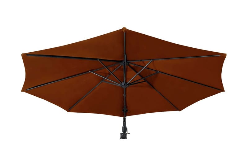 Väggmonterat parasoll med metallstång 300 cm terrakotta - Brun - Parasoll