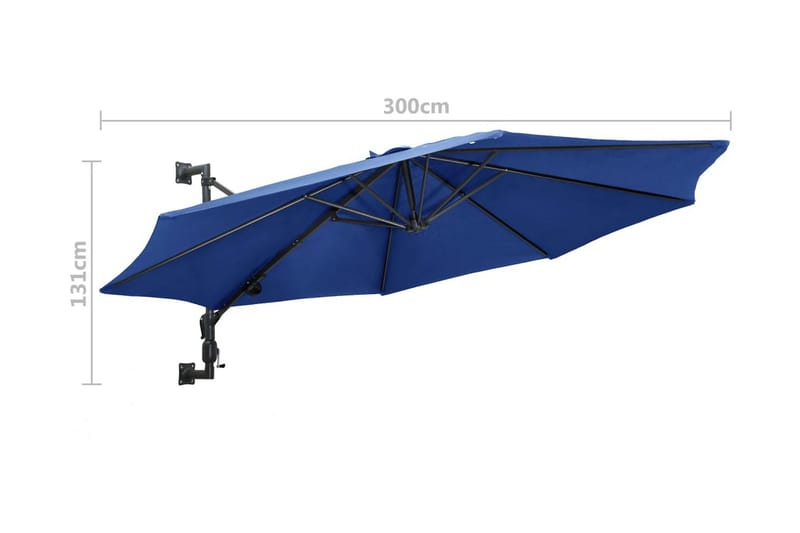 Väggmonterat parasoll med metallstång 300 cm blue - Blå - Parasoll