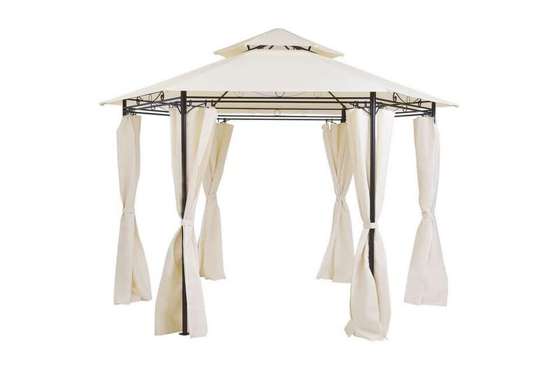 DERGANO Paviljong Sexkantig 350 cm Beige - Utemöbler - Solskydd - Paviljonger - Komplett paviljong