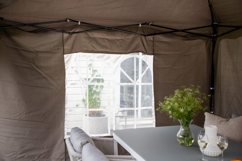 Easy Up Paviljong 295x295 cm - Vit/brun - Utemöbler - Solskydd - Paviljonger - Komplett paviljong