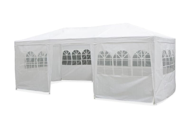 HI Paviljong med sidoväggar 3x6 m vit - Vit - Komplett paviljong