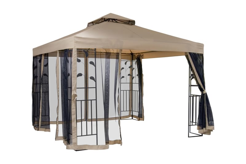 Leafie Paviljong 300x300 cm Stålram, Brun/Beige