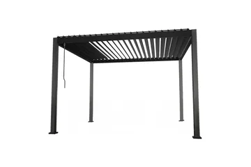 Mirador Paviljong 3x3x2,5 m med gardiner Mörkgrå - Utemöbler - Solskydd - Paviljonger - Komplett paviljong
