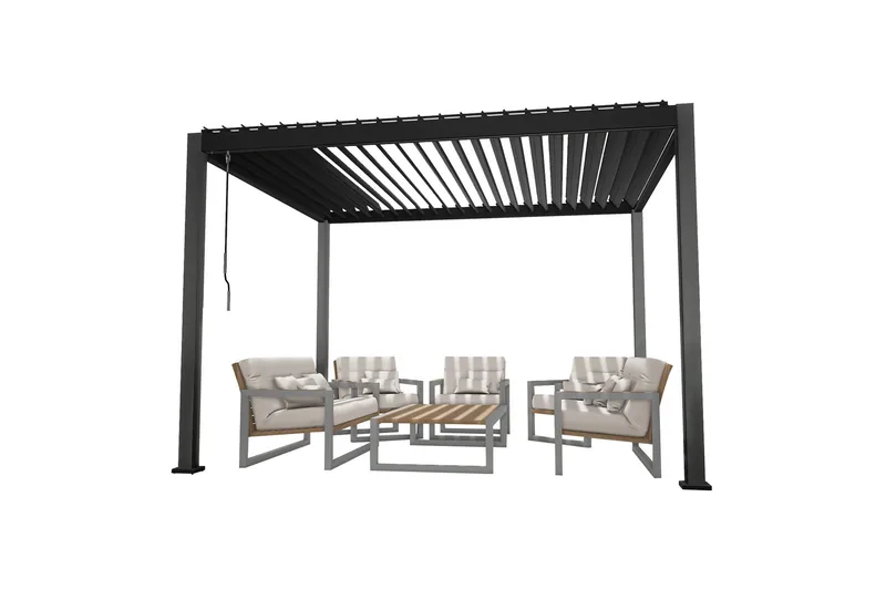 Mirador Paviljong 3x3x2,5 m med väggar Mörkgrå - Utemöbler - Solskydd - Paviljonger - Komplett paviljong