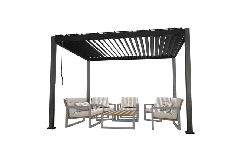Mirador Paviljong 3x3x2,5 m med väggar Mörkgrå - Utemöbler - Solskydd - Paviljonger - Komplett paviljong
