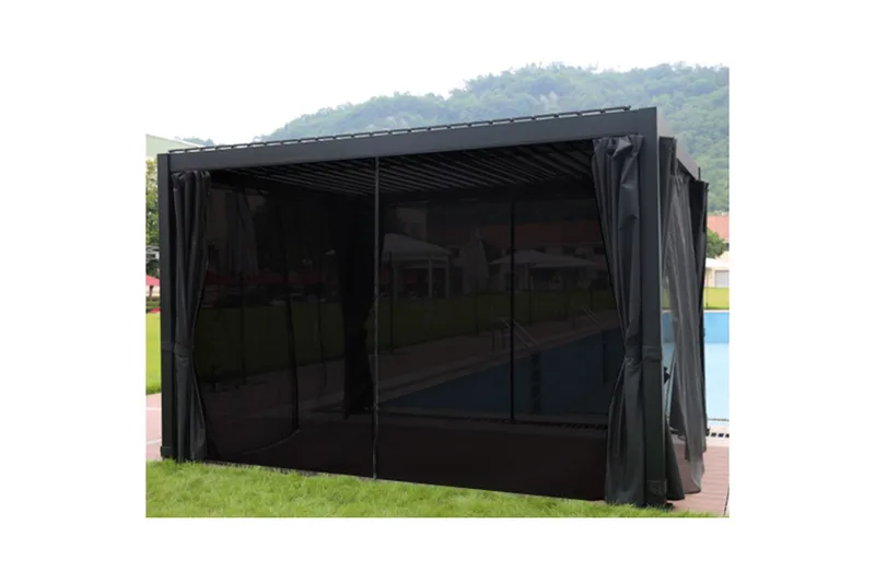 Mirador Paviljong 3x3x2,5 m med väggar Mörkgrå - Utemöbler - Solskydd - Paviljonger - Komplett paviljong