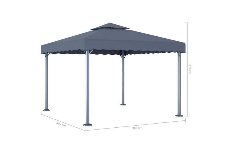 Paviljong 300x300 cm antracit aluminium - Antracit - Komplett paviljong