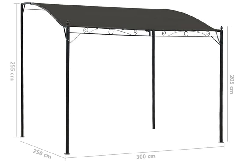 Paviljong 3x2,5 m antracit - Grå - Utemöbler - Solskydd - Paviljonger - Komplett paviljong