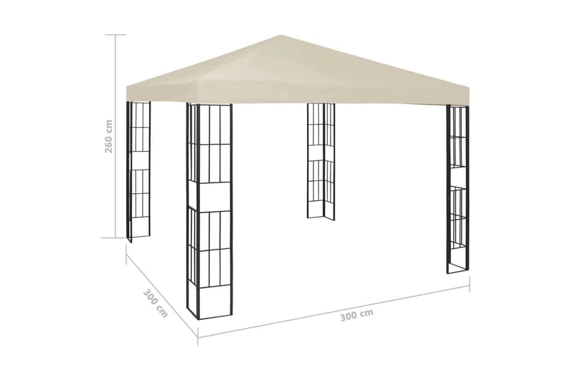 Paviljong 3x3 m gräddvit - Vit - Komplett paviljong