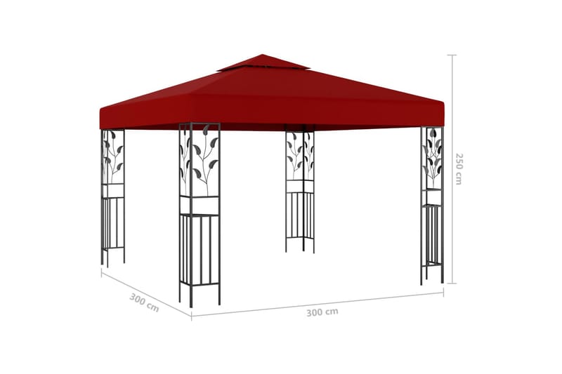 Paviljong 3x3 m vinröd - Röd - Komplett paviljong