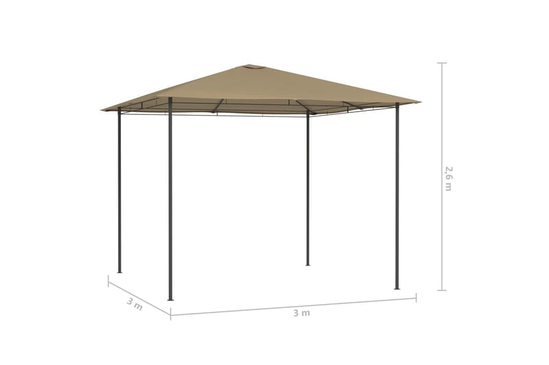 Paviljong 3x3x2,6 m taupe 160 g/m² - Brun - Utemöbler - Solskydd - Paviljonger - Komplett paviljong