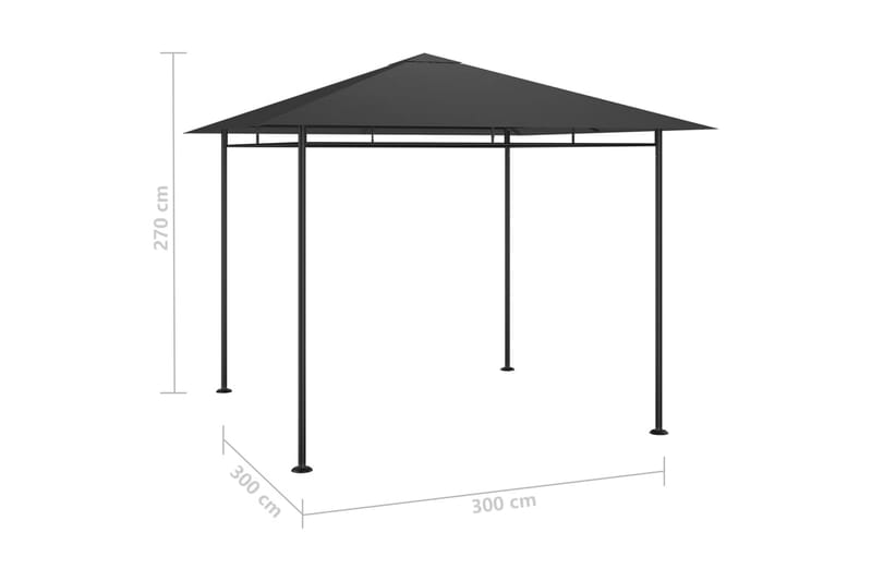 Paviljong 3x3x2,7 m antracit 180 g/m² - Grå - Utemöbler - Solskydd - Paviljonger - Komplett paviljong