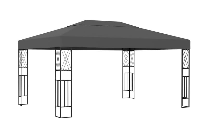 Paviljong 3x4 m antracit tyg - Grå - Komplett paviljong