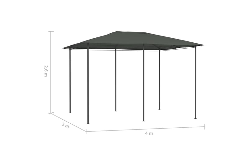 Paviljong 3x4x2,6 m antracit 160 g/m² - Grå - Utemöbler - Solskydd - Paviljonger - Komplett paviljong