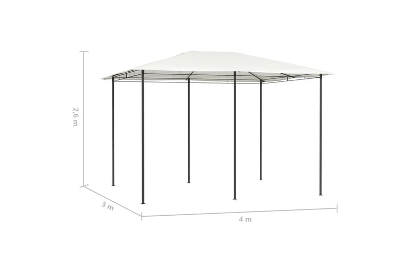 Paviljong 3x4x2,6 m gräddvit 160 g/m² - Vit - Utemöbler - Solskydd - Paviljonger - Komplett paviljong