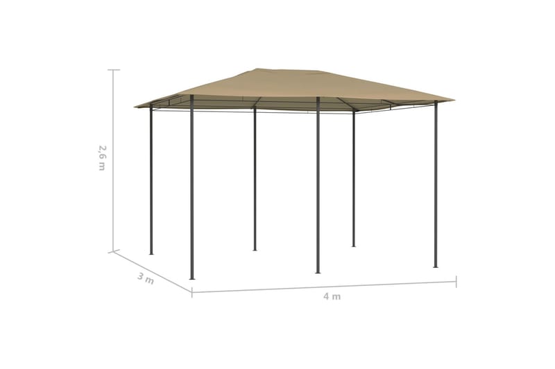 Paviljong 3x4x2,6 m taupe 160 g/m² - Brun - Utemöbler - Solskydd - Paviljonger - Komplett paviljong
