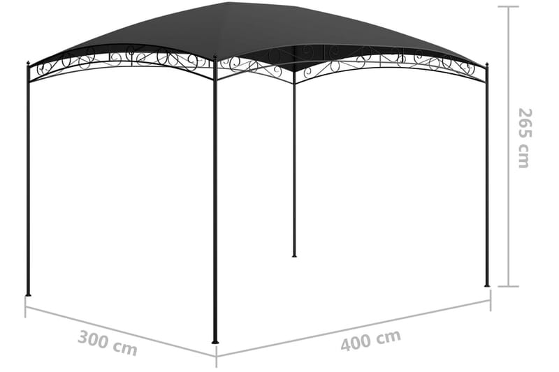 Paviljong 3x4x2,65 m antracit 180 g/m² - Grå - Utemöbler - Solskydd - Paviljonger - Komplett paviljong
