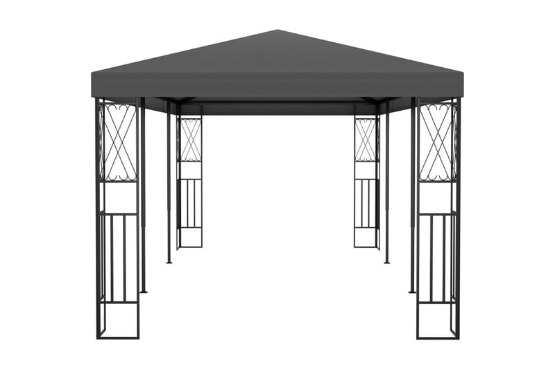 Paviljong 3x6 m antracit tyg - Grå - Komplett paviljong