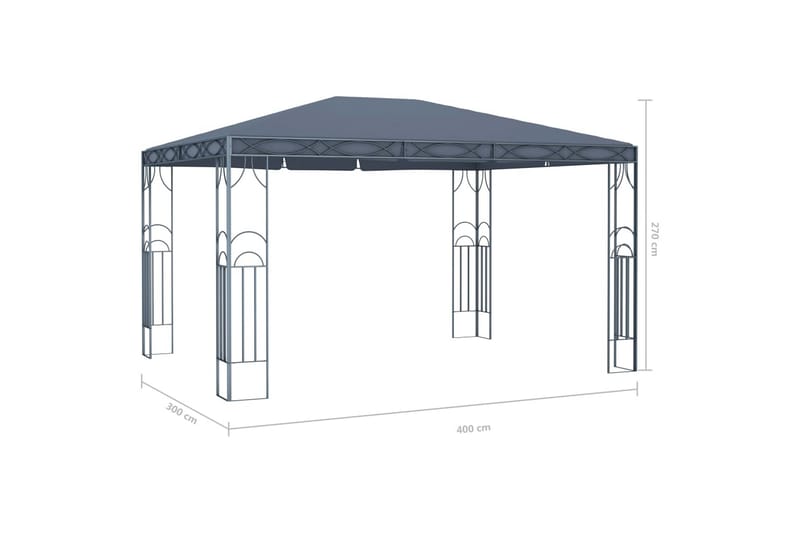 Paviljong 400x300 cm antracit - Grå - Komplett paviljong