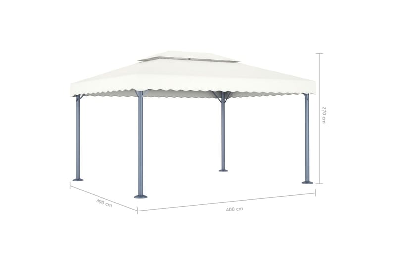 Paviljong 400x300 cm gräddvit aluminium - Vit - Utemöbler - Solskydd - Paviljonger - Komplett paviljong