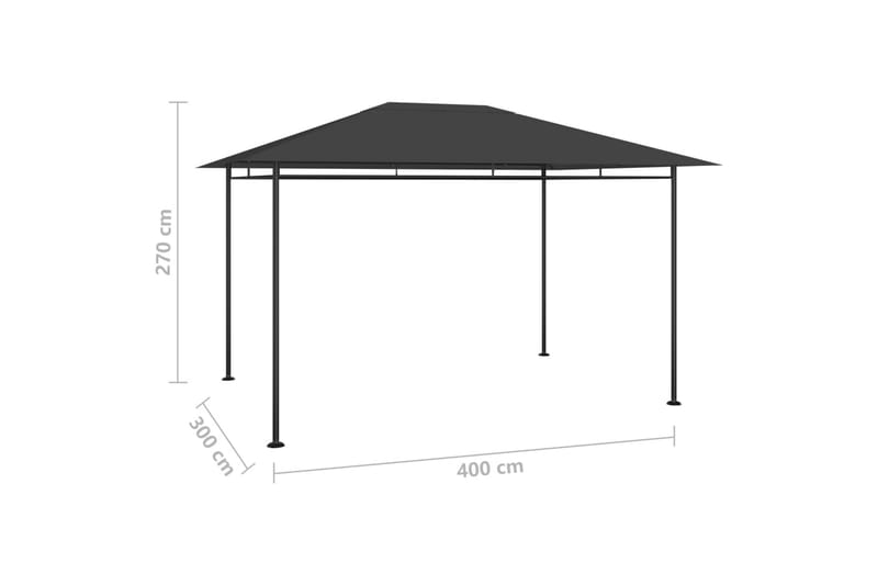 Paviljong 4x3x2,7 m antracit 180 g/m² - Grå - Utemöbler - Solskydd - Paviljonger - Komplett paviljong