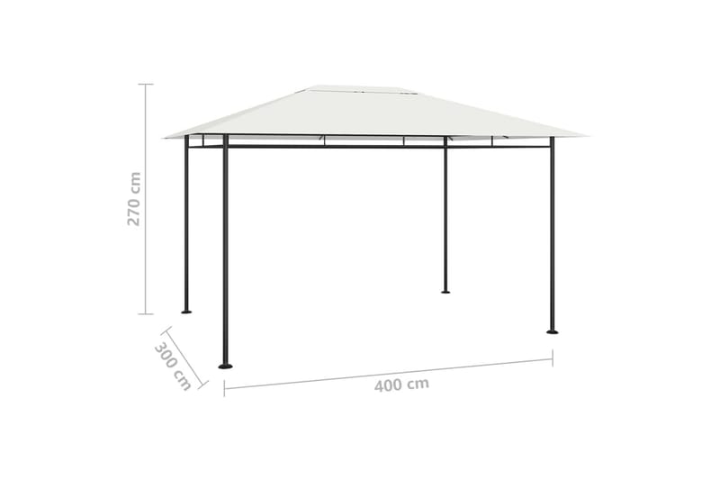 Paviljong 4x3x2,7 m gräddvit 180 g/m² - Vit - Utemöbler - Solskydd - Paviljonger - Komplett paviljong