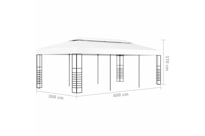 Paviljong 6x3 m vit - Vit - Komplett paviljong