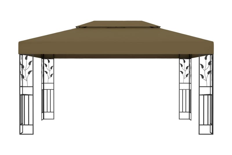 Paviljong dubbla tak 3x4 m taupe 180 g/m² - Brun - Utemöbler - Solskydd - Paviljonger - Komplett paviljong