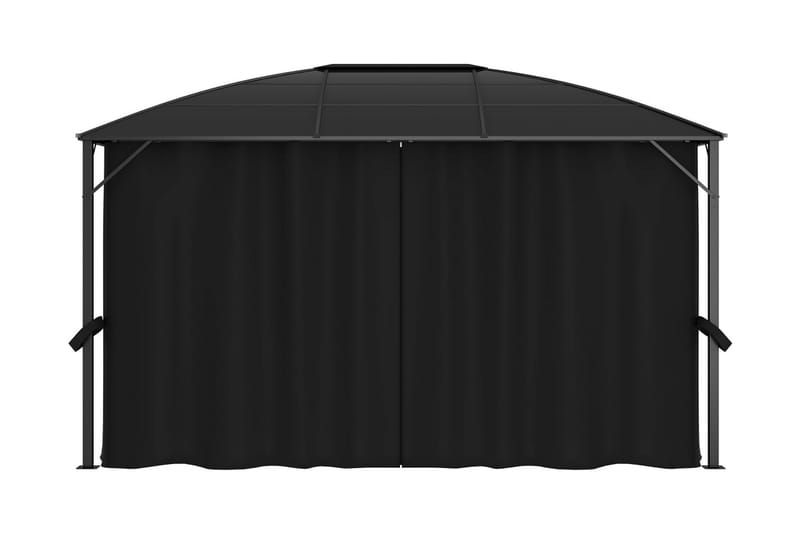 Paviljong med draperi 400x300x265 cm antracit - Grå - Utemöbler - Solskydd - Paviljonger - Komplett paviljong