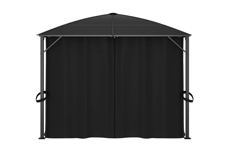 Paviljong med draperi 400x300x265 cm antracit - Grå - Utemöbler - Solskydd - Paviljonger - Komplett paviljong
