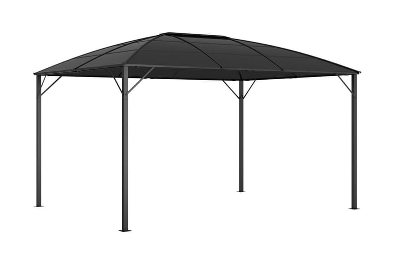 Paviljong med draperi 400x300x265 cm antracit - Grå - Utemöbler - Solskydd - Paviljonger - Komplett paviljong