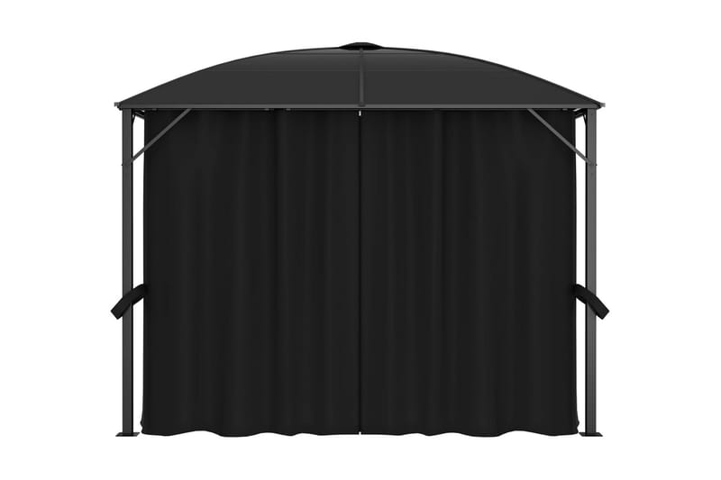 Paviljong med draperier 300x300x265 cm antracit - Grå - Utemöbler - Solskydd - Paviljonger - Komplett paviljong