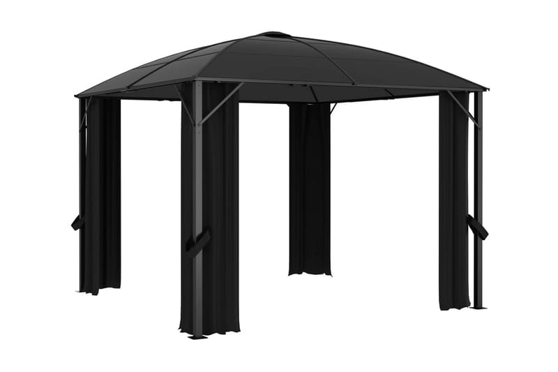 Paviljong med draperier 300x300x265 cm antracit - Grå - Utemöbler - Solskydd - Paviljonger - Komplett paviljong