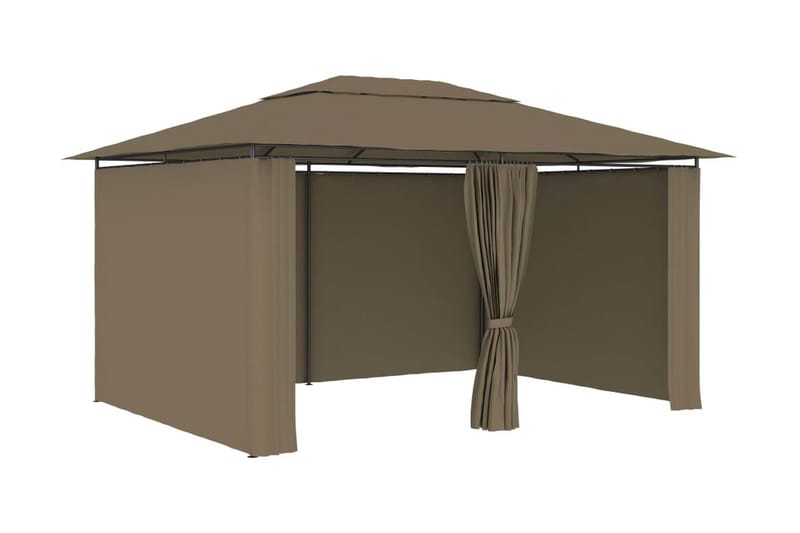 Paviljong med draperier 4x3 m taupe 180 g/m² - Brun - Utemöbler - Solskydd - Paviljonger - Komplett paviljong