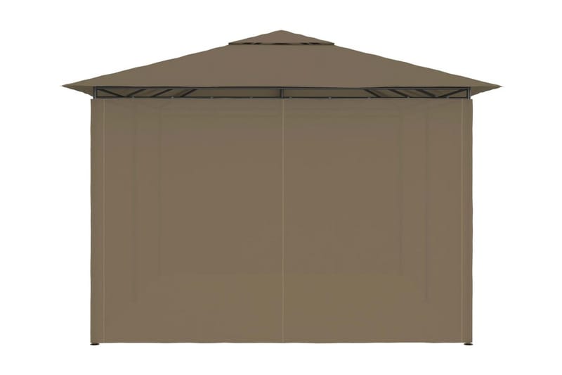 Paviljong med draperier 4x3 m taupe 180 g/m² - Brun - Utemöbler - Solskydd - Paviljonger - Komplett paviljong
