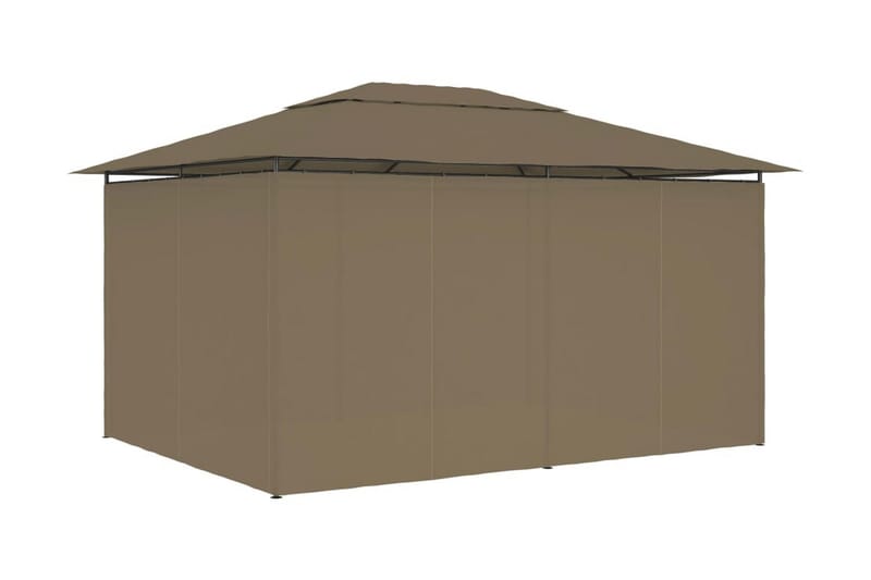 Paviljong med draperier 4x3 m taupe 180 g/m² - Brun - Utemöbler - Solskydd - Paviljonger - Komplett paviljong