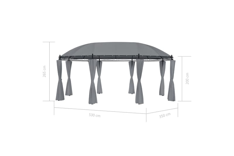 Paviljong med draperier 520x349x255 cm antracit - Grå - Utem�öbler - Solskydd - Paviljonger - Komplett paviljong