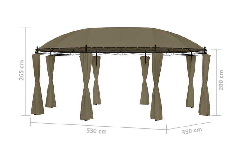 Paviljong med draperier 520x349x255 cm taupe 180 g/m² - Brun - Utemöbler - Solskydd - Paviljonger - Komplett paviljong