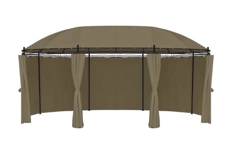 Paviljong med draperier 520x349x255 cm taupe 180 g/m² - Brun - Utemöbler - Solskydd - Paviljonger - Komplett paviljong