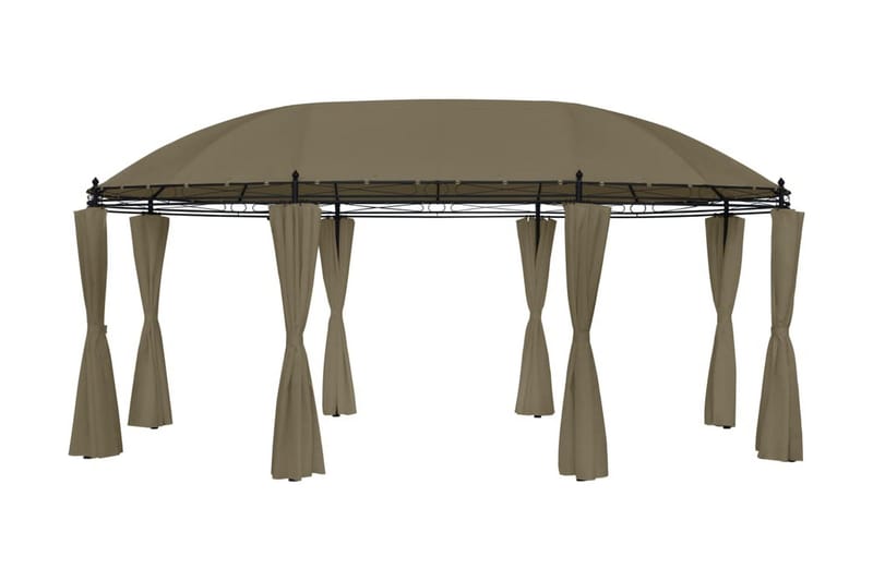 Paviljong med draperier 520x349x255 cm taupe 180 g/m² - Brun - Utemöbler - Solskydd - Paviljonger - Komplett paviljong