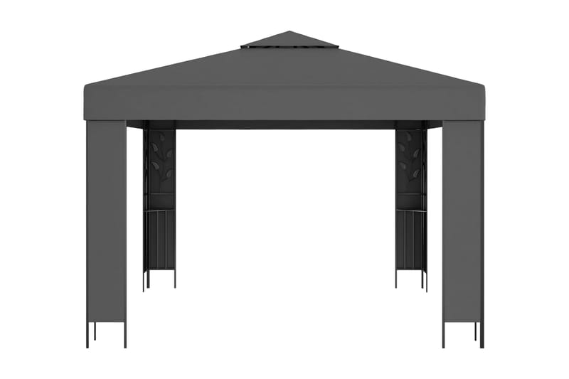 Paviljong med dubbeltak 3x3 m antracit - Grå - Komplett paviljong