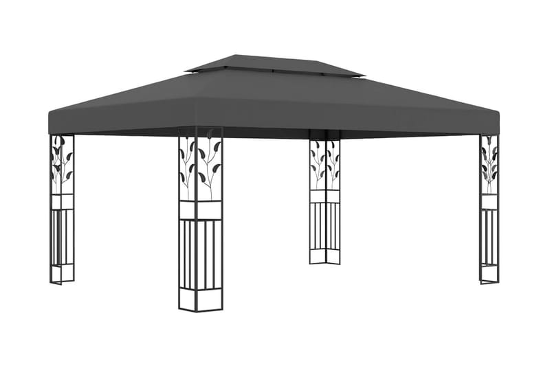 Paviljong med dubbeltak 3x4m antracit - Grå - Komplett paviljong