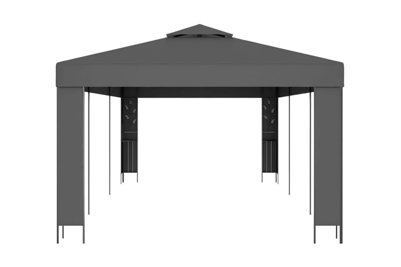 Paviljong med dubbeltak 3x6 m antracit - Grå - Komplett paviljong