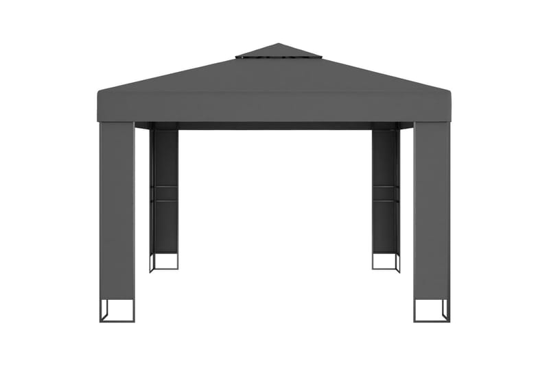 Paviljong med dubbeltak och ljusslinga LED 3x3 m antracit - Grå - Komplett paviljong