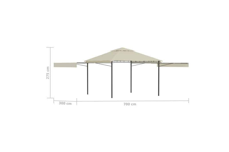 Paviljong med förlängda tak 3x3x2,75 m gräddvit 180 g/m² - Vit - Utemöbler - Solskydd - Paviljonger - Komplett paviljong