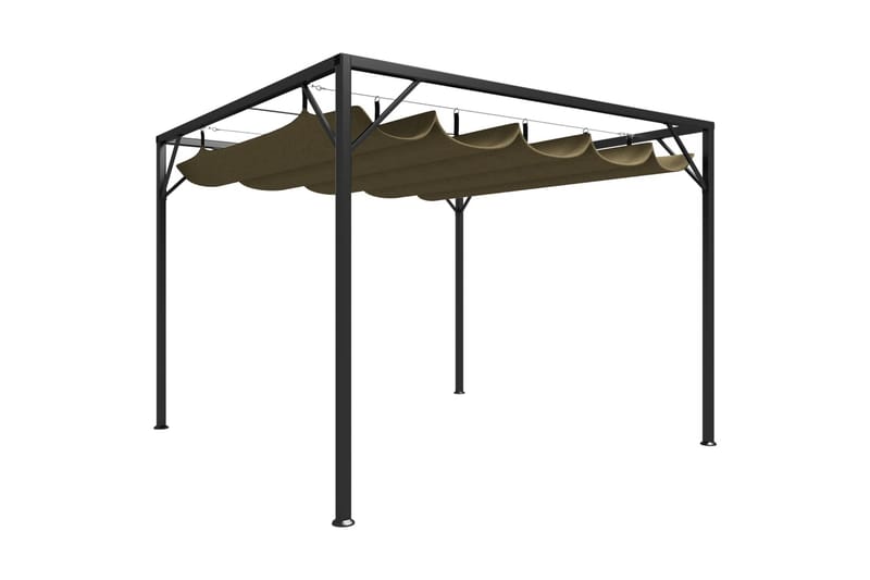 Paviljong med infällbart tak 3x3 m taupe 180 g/m² - Brun - Komplett paviljong